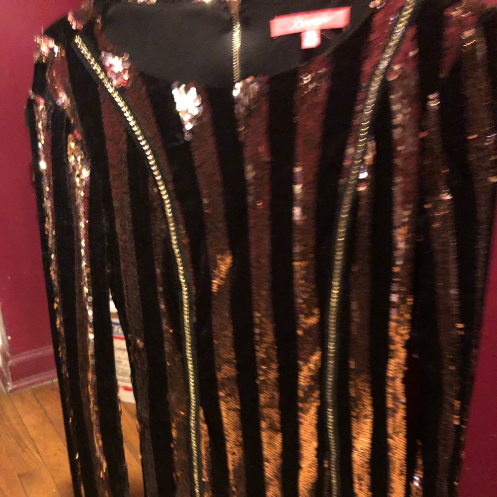 Gold and black sequin short dress